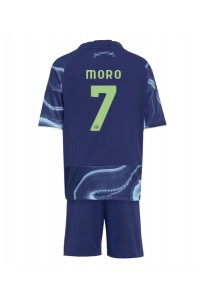 Ajax Raul Moro #7 Jalkapallovaatteet Lasten Vieraspeliasu 2025-26 Lyhythihainen (+ Lyhyet housut)